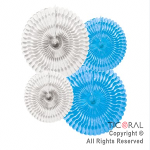 ADORNO KIT MEDALLON CELESTE Y BLANCO x 4 UNIDADES